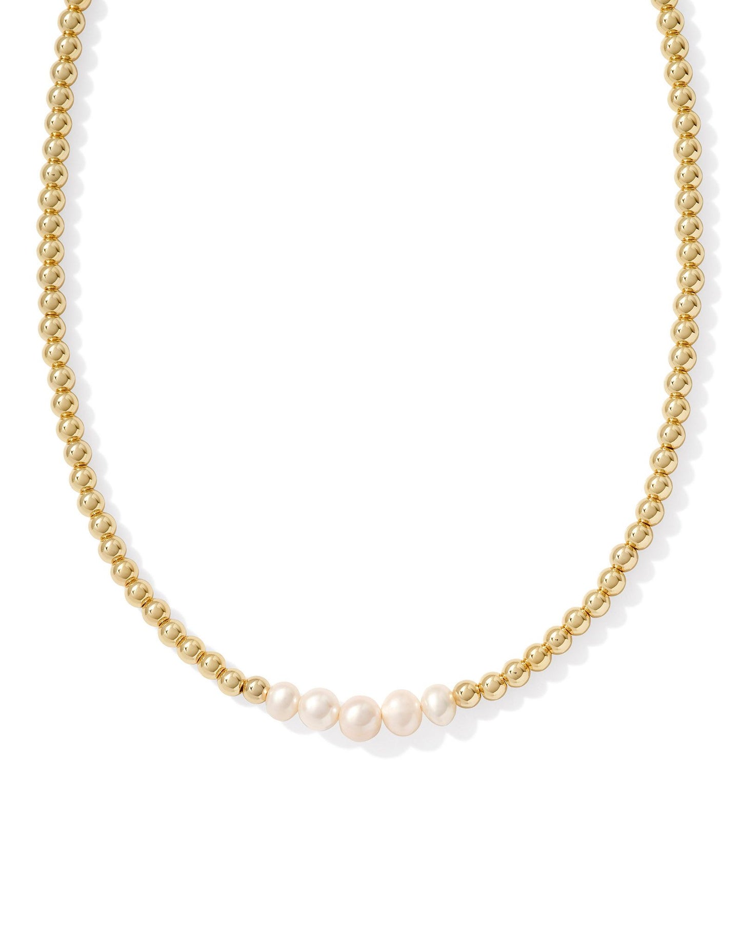 KENDRA SCOTT EVE BEADED STRAND NECKLACE GOLD WHITE PEARL