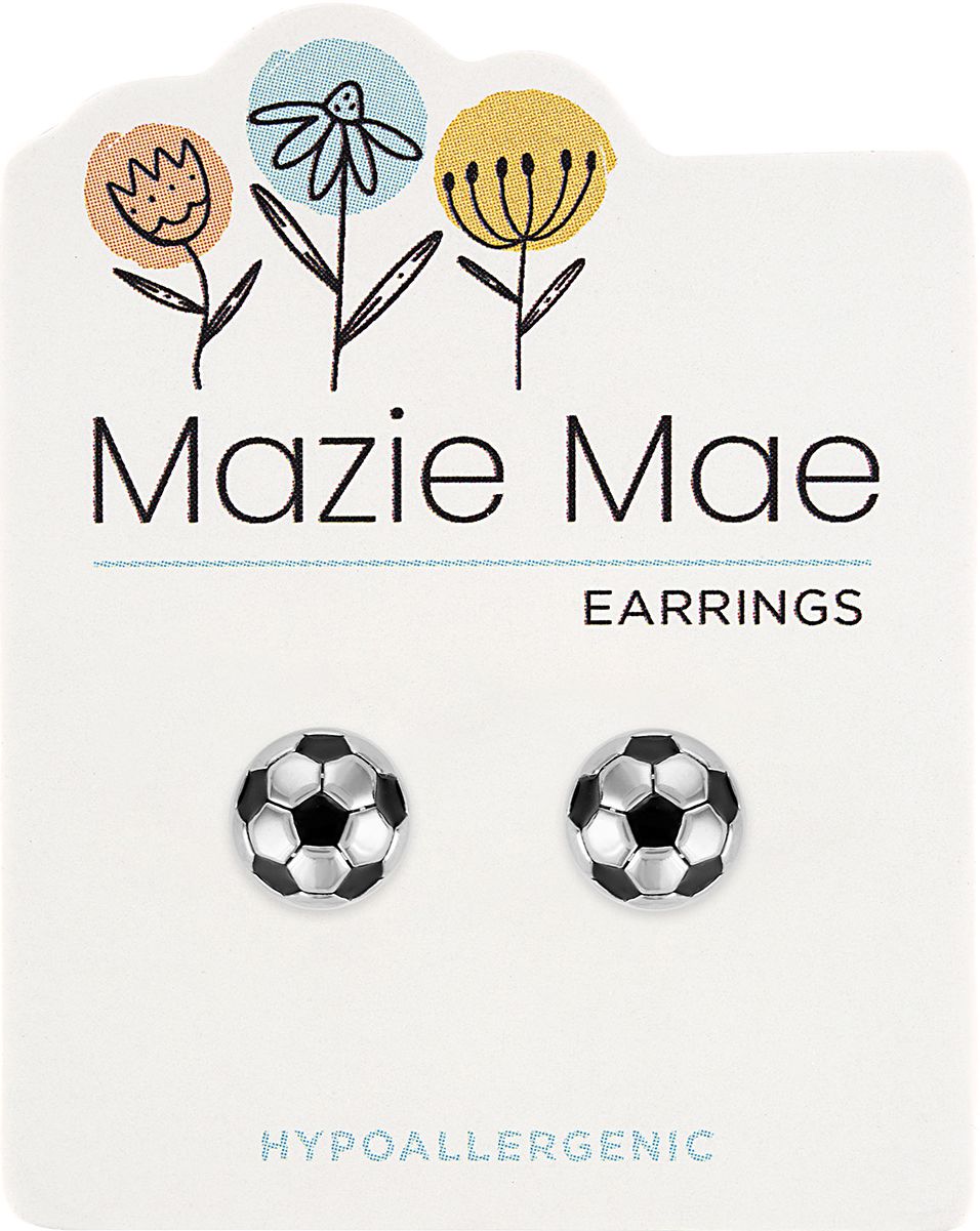 Mazie Mae Silver Soccer Ball Stud Earrings