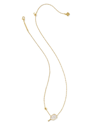 KENDRA SCOTT PICKLEBALL SHORT PENDANT NECKLACE GOLD IVORY MOTHER OF PEARL