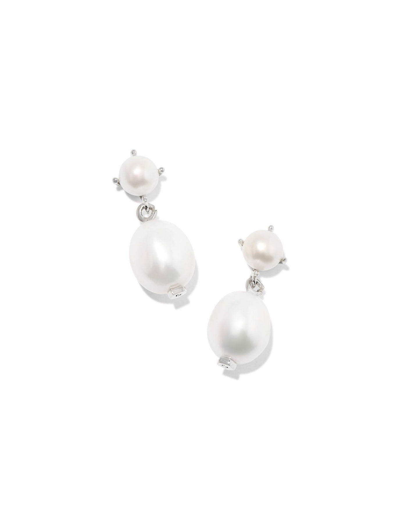 KENDRA SCOTT EVE DROP EARRINGS SILVER WHITE PEARL