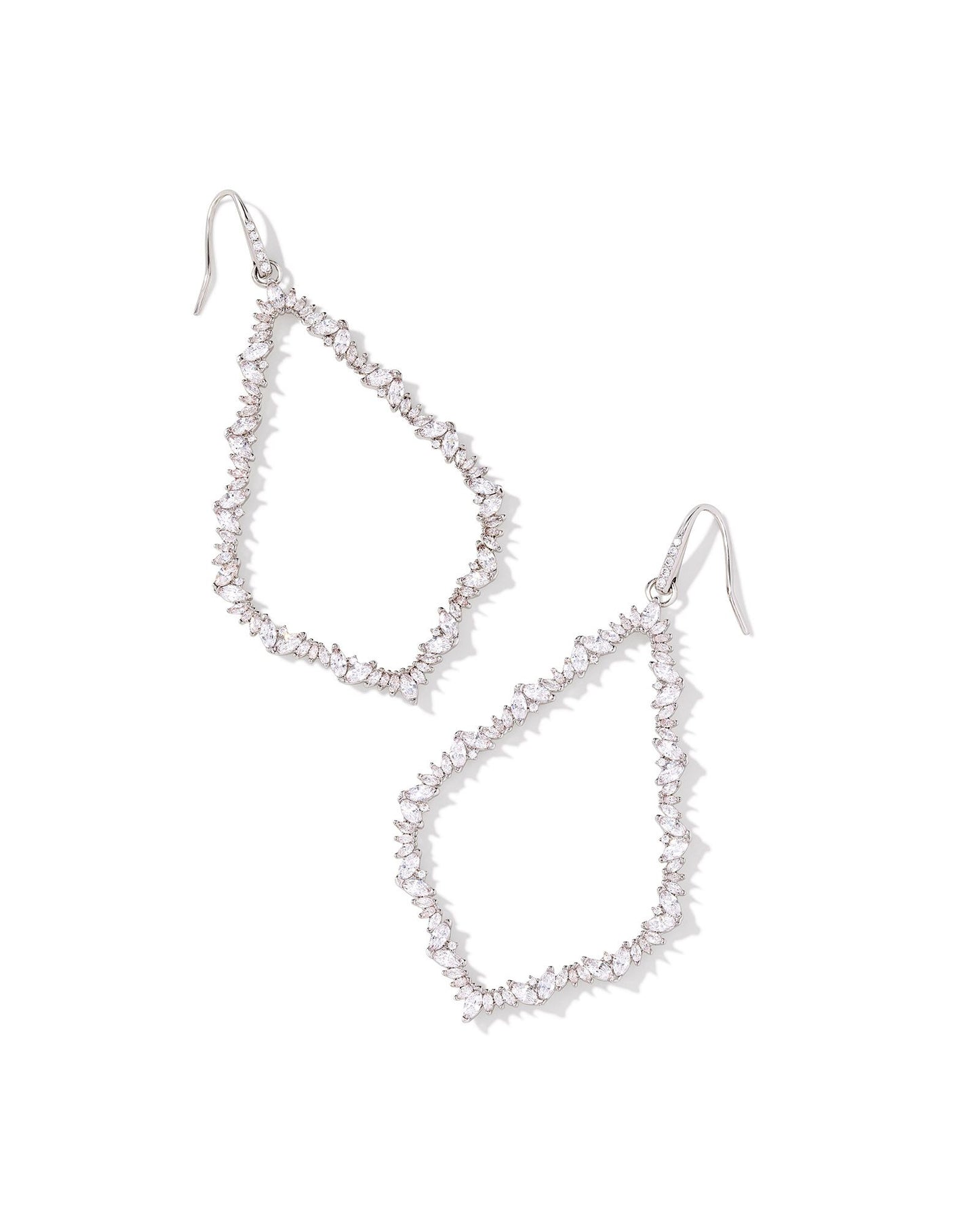 KENDRA SCOTT SOPHEE CRYSTAL OPEN FRAME EARRINGS SILVER WHITE CRYSTAL