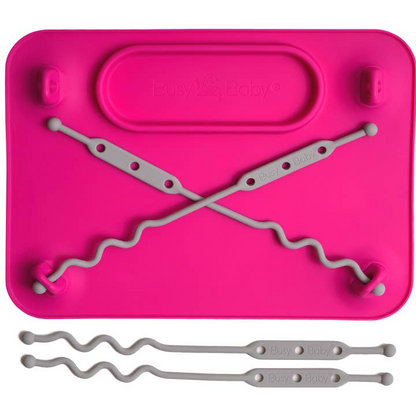 PINK BUSY BABY SILICONE PLACEMAT - 4 TETHER VERSION