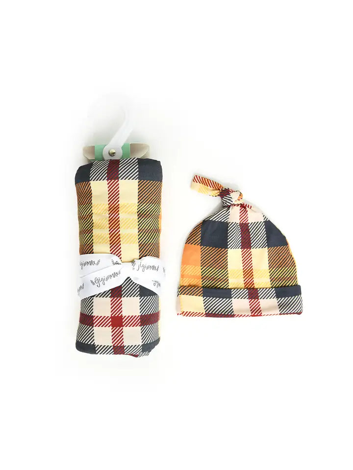 Gigi and Max Bamboo Swaddle Baby Gift Set Nursery-River Plaid