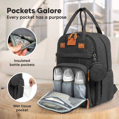 KEABABIES ROVE DIAPER BACKPACK - CHARCOAL