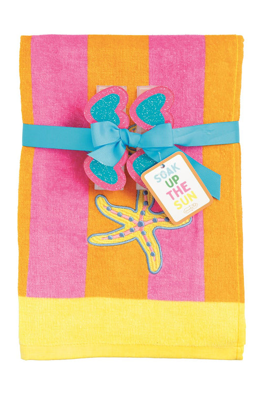 Mud Pie Orange Terry Cloth Towel Set