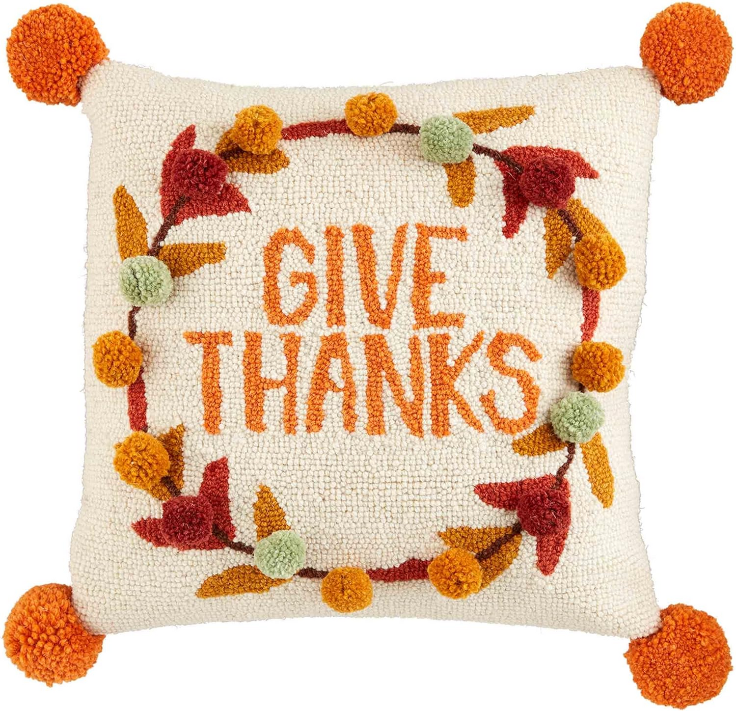 MUDPIE GIVE THANKS HOOK WOOL  PILLOW