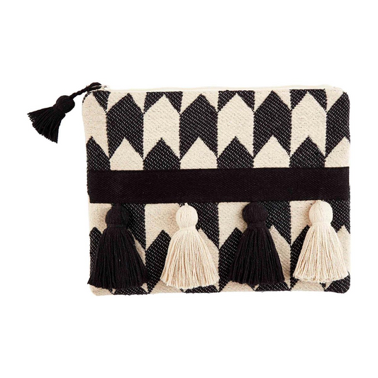 MUD PIE BLACK HANDLOOM TASSEL CASE