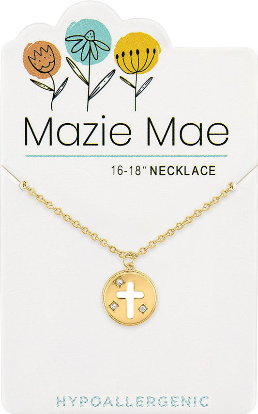 Mazie Mae Gold Cross Disc Necklace