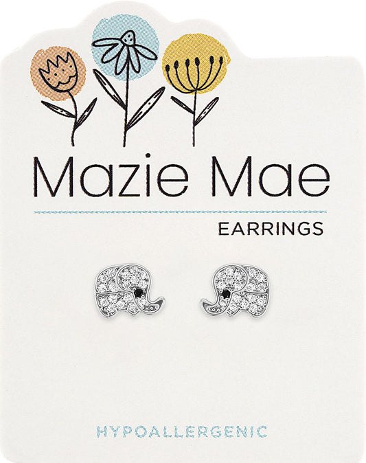 MAZIE MAE SILVER ELEPHANT EARRINGS