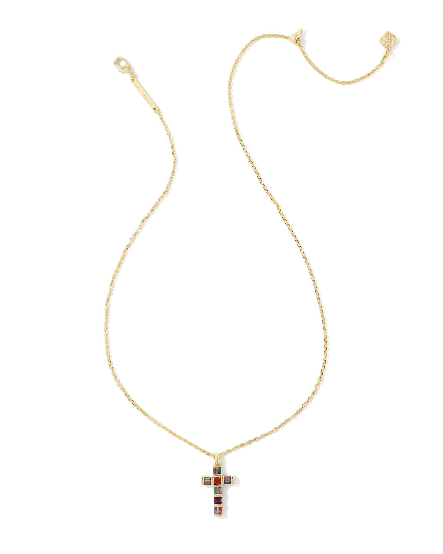 KENDRA SCOTT GRACIE CROSS SHORT PENDANT NECKLACE GOLD MULTI MIX