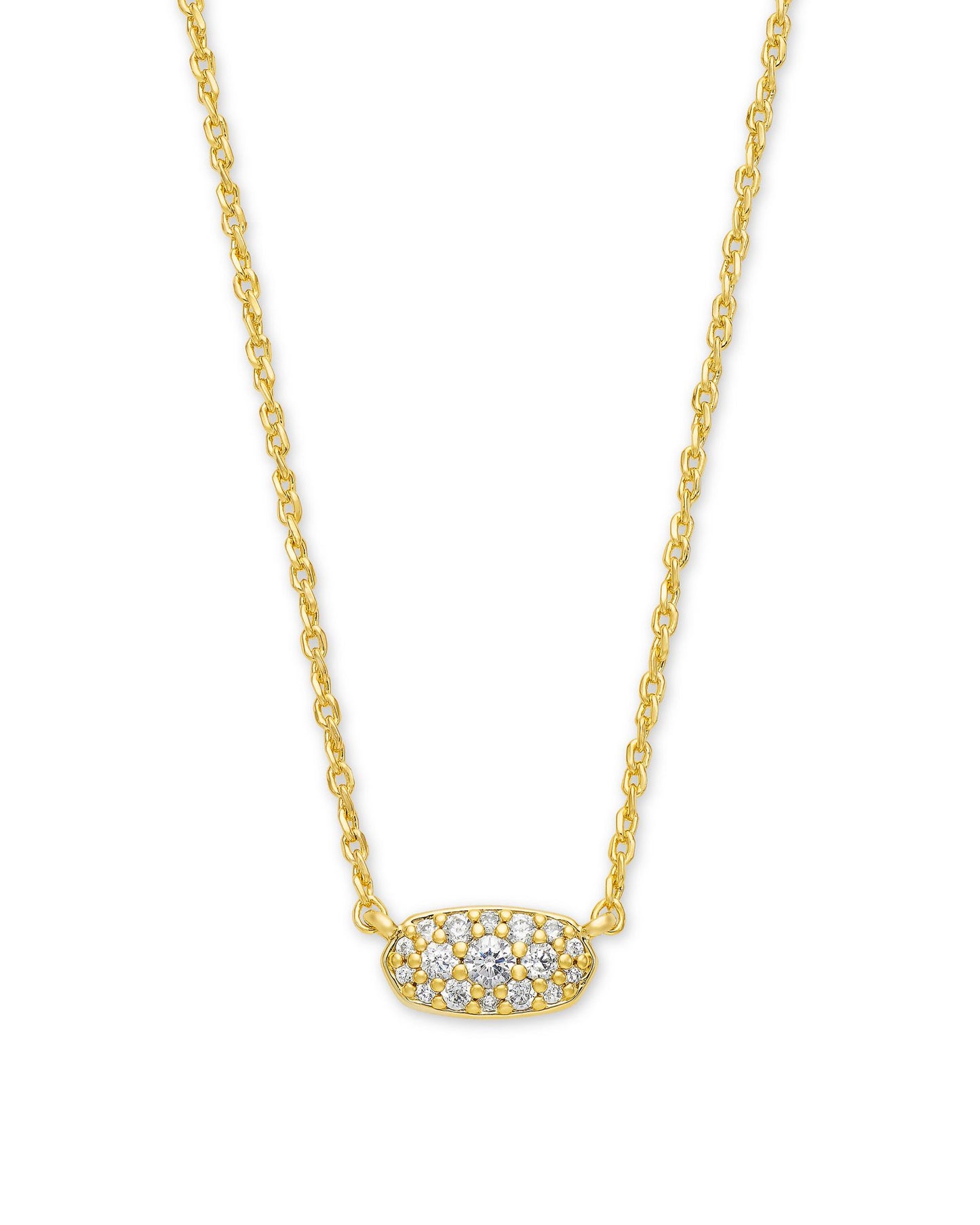 KENDRA SCOTT GRAYSON CRYSTAL PENDANT NECKLACE GOLD METAL WHITE CZ