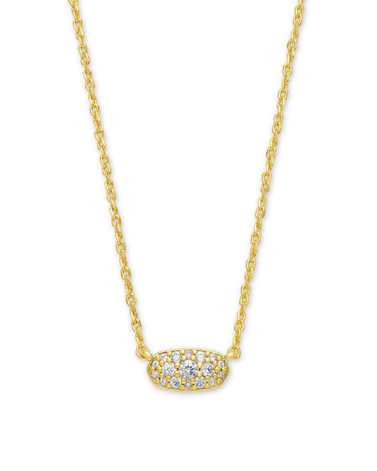 KENDRA SCOTT GRAYSON CRYSTAL PENDANT NECKLACE GOLD METAL WHITE CZ