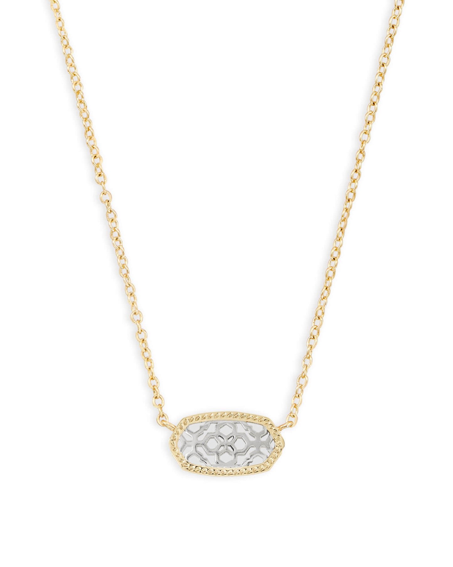 ELISA SHORT PENDANT NECKLACE GOLD - RHODIUM FILIGREE MIX