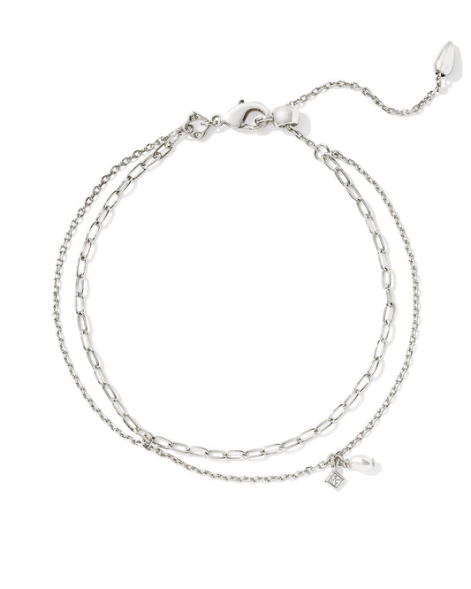 KENDRA SCOTT EVE MULTI STRAND BRACELET SILVER WHITE PEARL