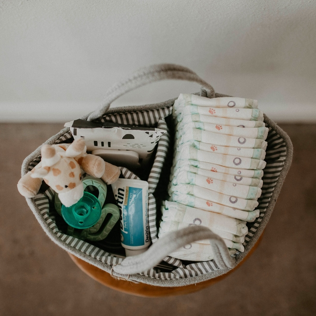 ROPE DIAPER CADDY IN GRAY