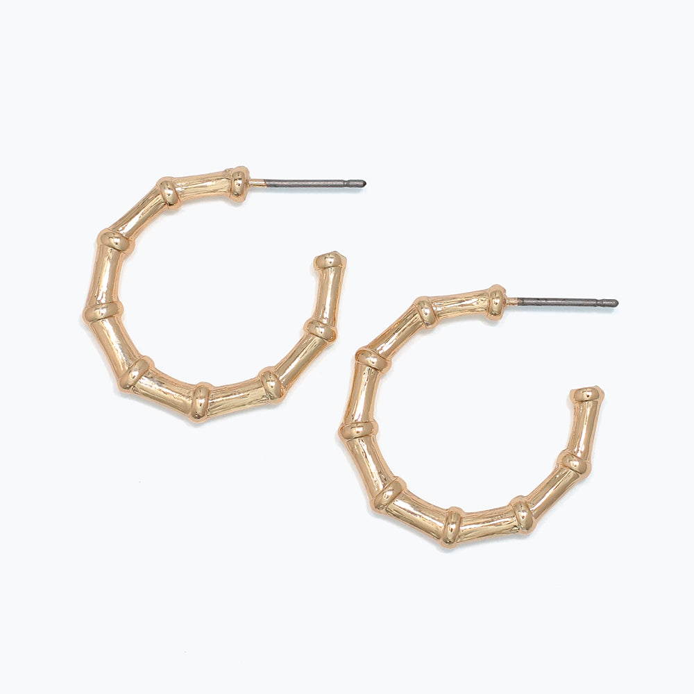 Periwinkle Gold Bamboo Hoop Earrings