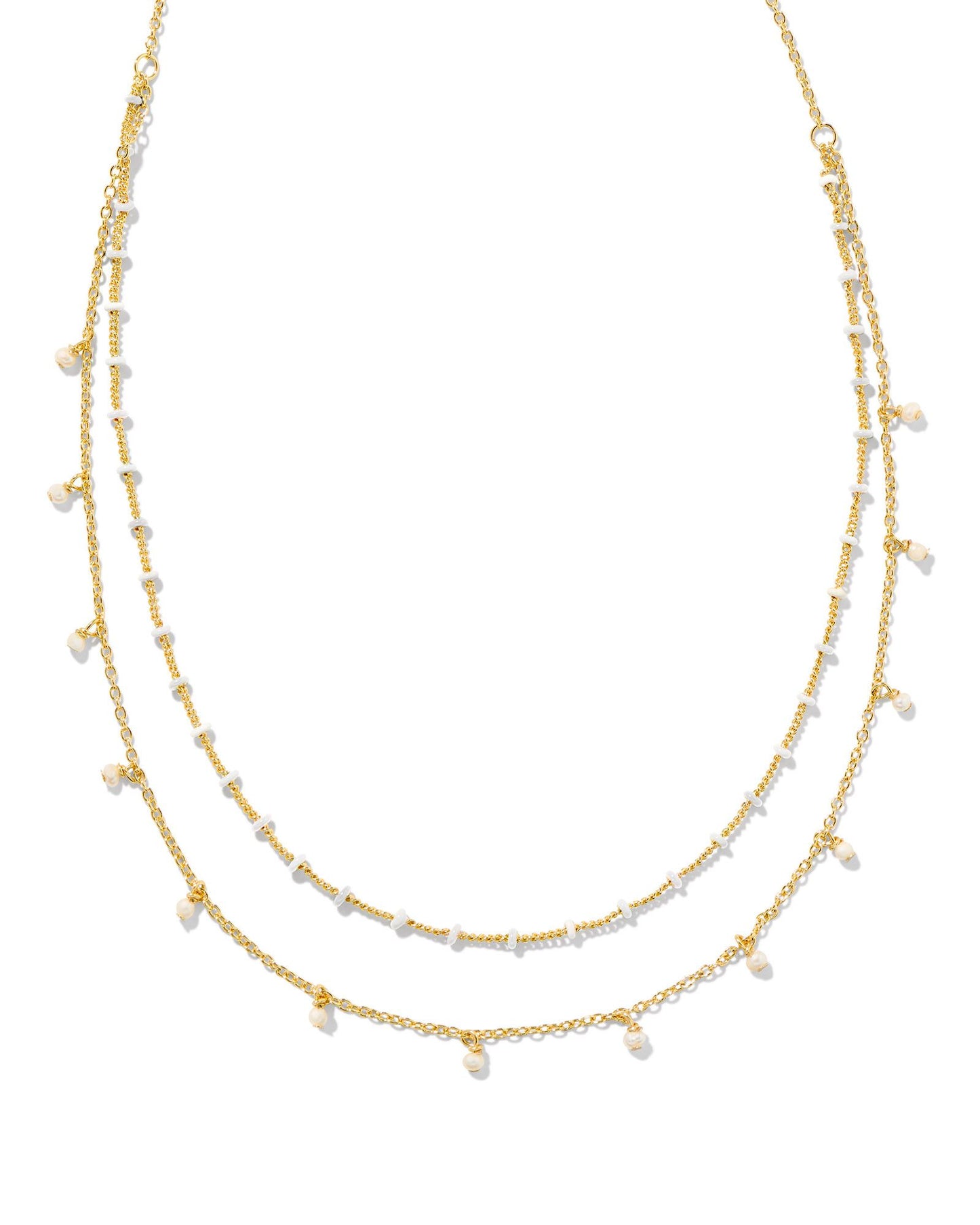 KENDRA SCOTT EVE MULTI STRAND NECKLACE GOLD WHITE MIX