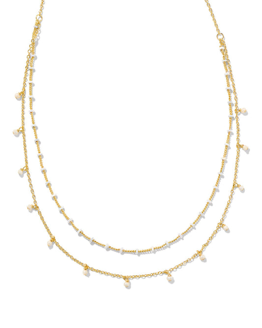 KENDRA SCOTT EVE MULTI STRAND NECKLACE GOLD WHITE MIX