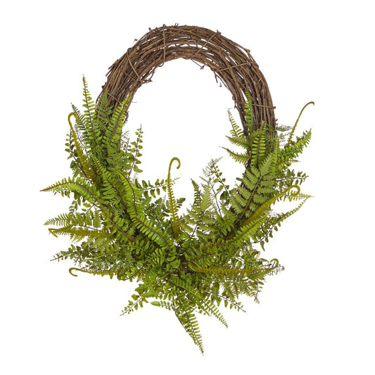 Raz Oval Mixed Fern Wreath