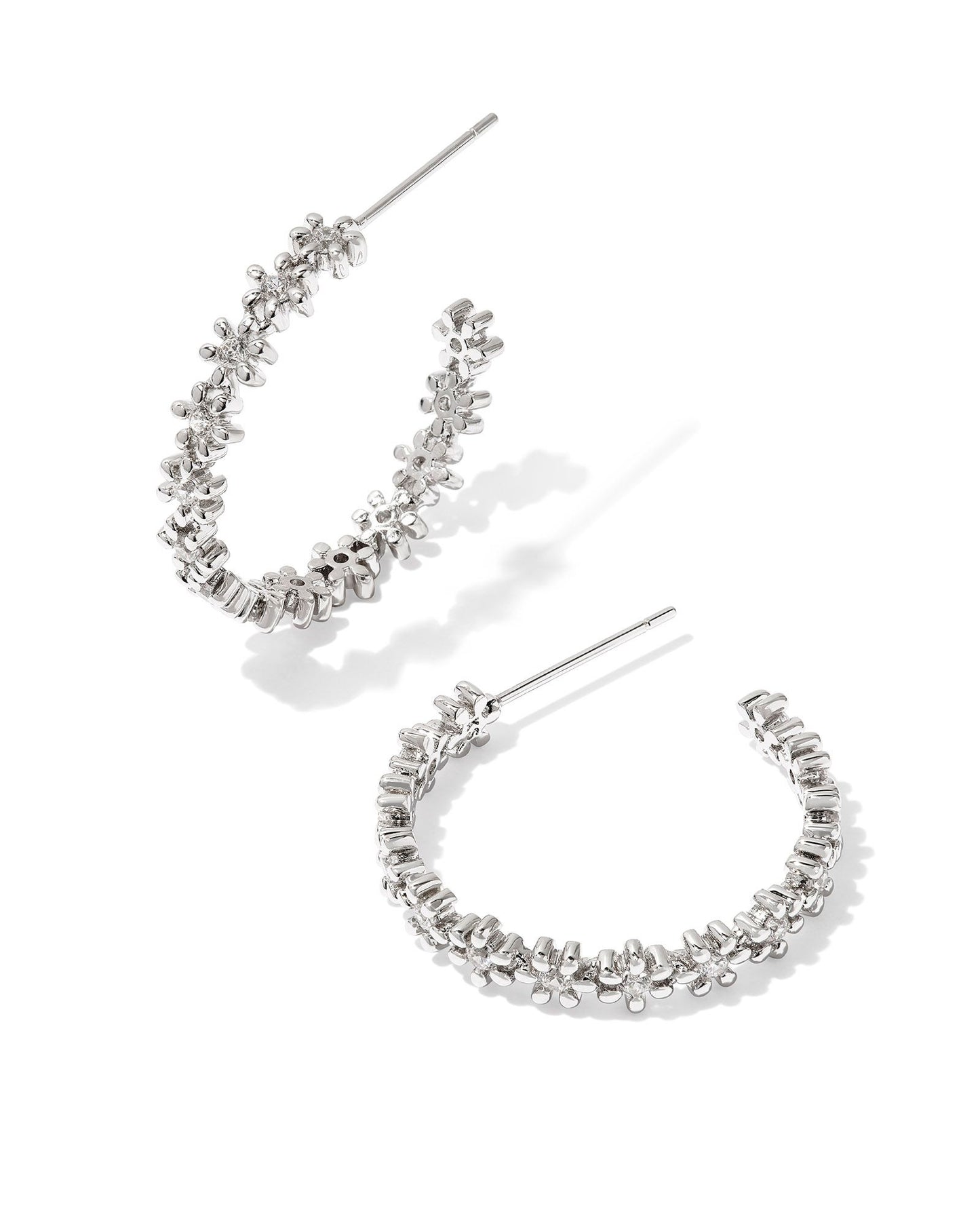 KENDRA SCOTT NYDIA HOOP EARRINGS SILVER WHITE CRYSTAL