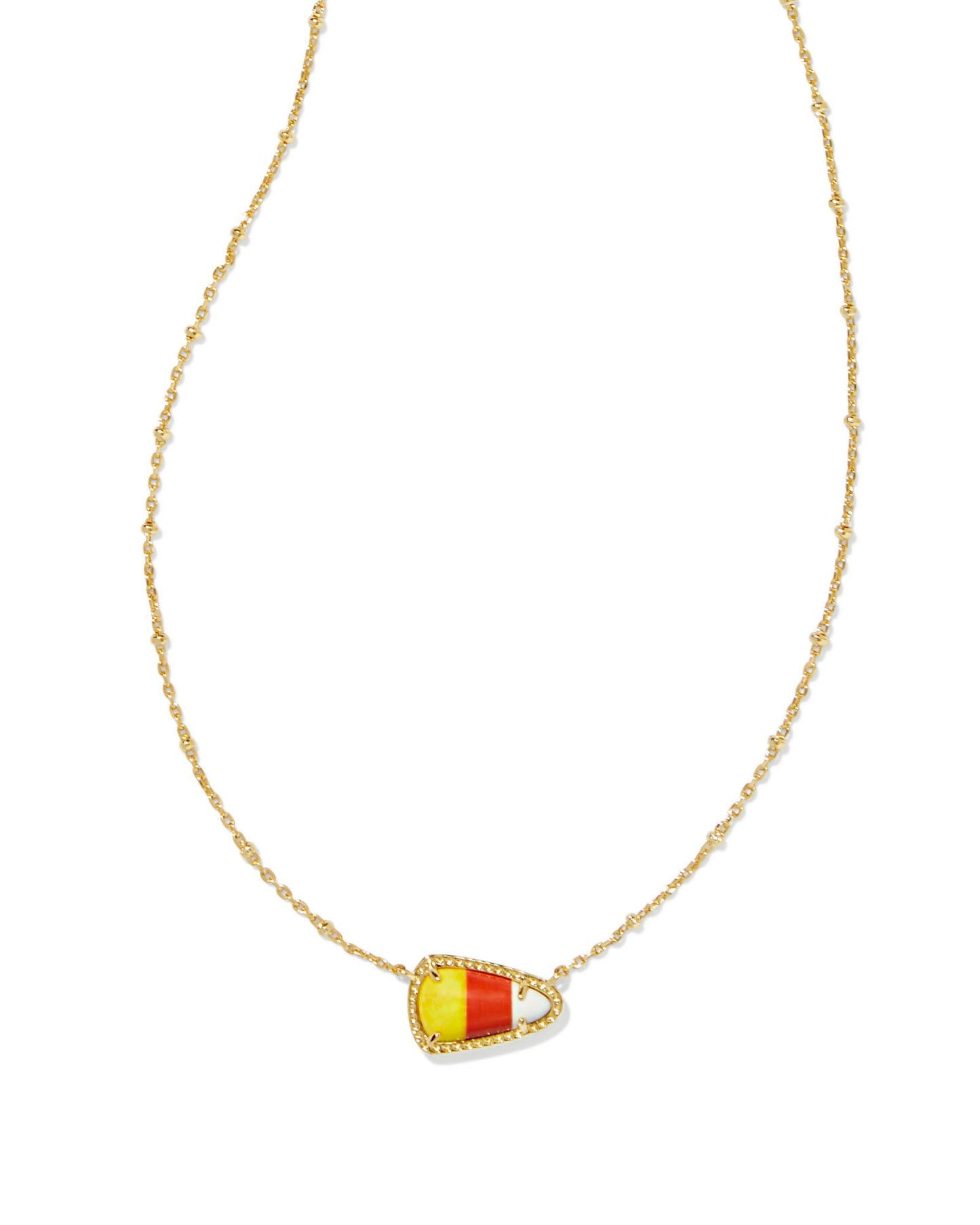 KENDRA SCOTT GOLD CANDY CORN SHORT PENDANT NECKLACE