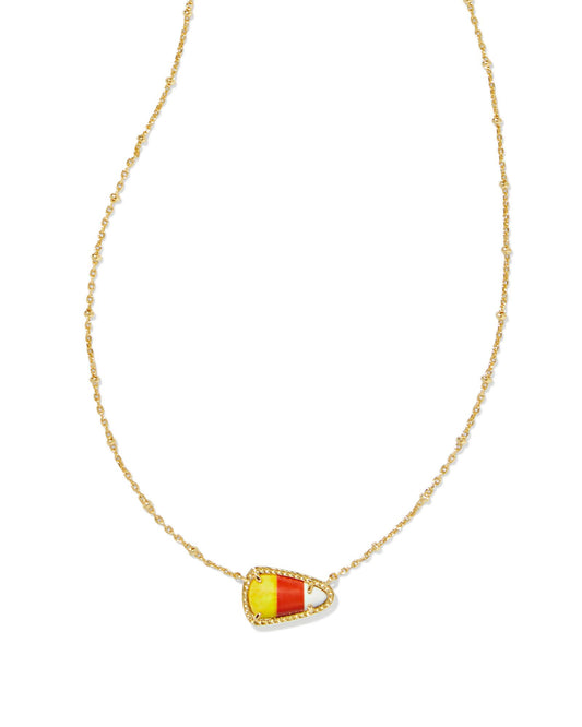 KENDRA SCOTT GOLD CANDY CORN SHORT PENDANT NECKLACE