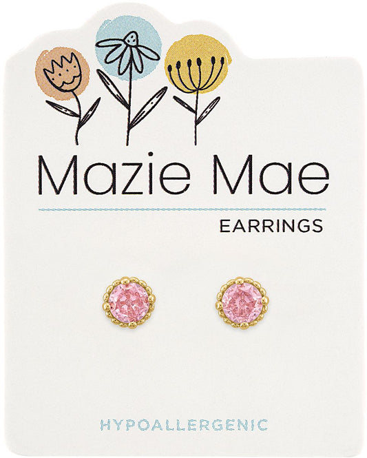 MAZIE MAE GOLD PINK STUD EARRINGS