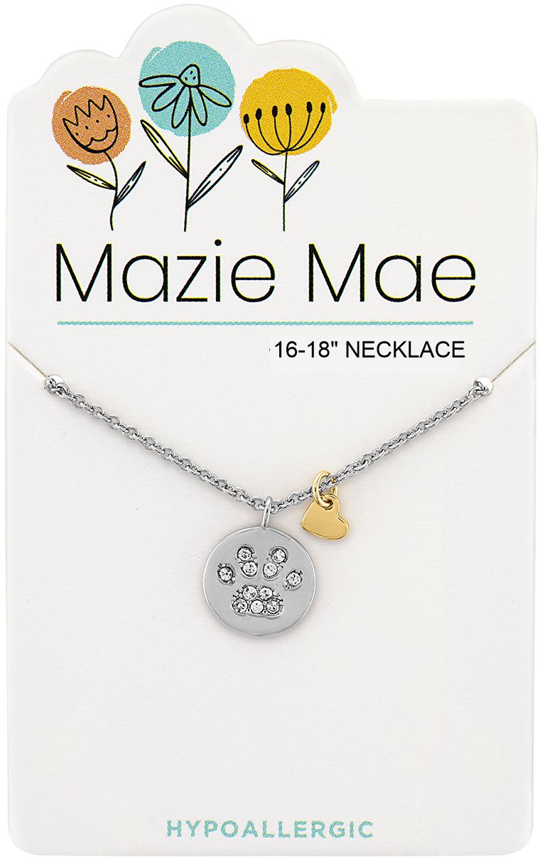 MAZIE MAE SILVER PAW PRINT NECKLACE