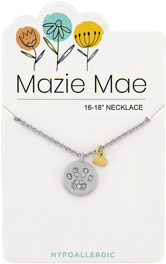 MAZIE MAE SILVER PAW PRINT NECKLACE