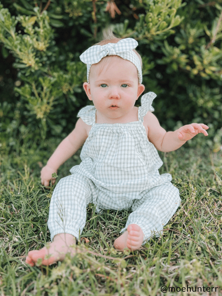 Mudpie Green Gingham Baby Longall 9-12M