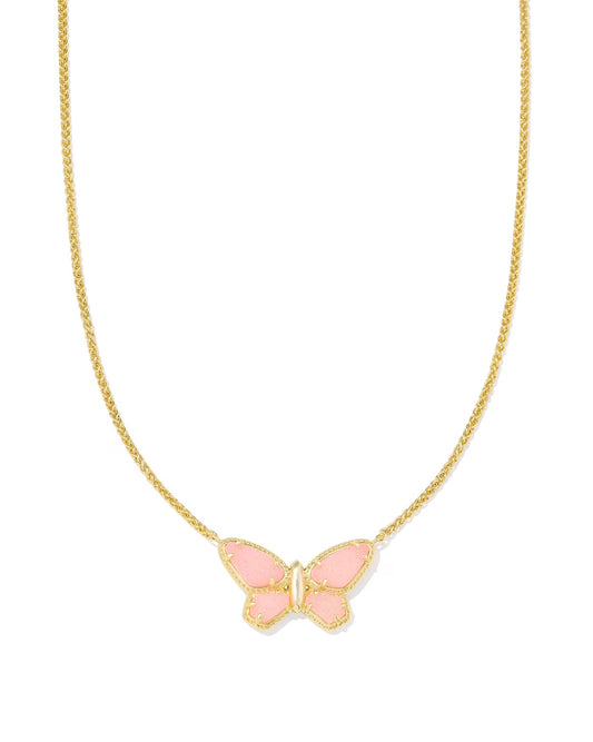 Kendra Scott Dolly Parton Gold Light Pink Drusy Butterfly Necklace