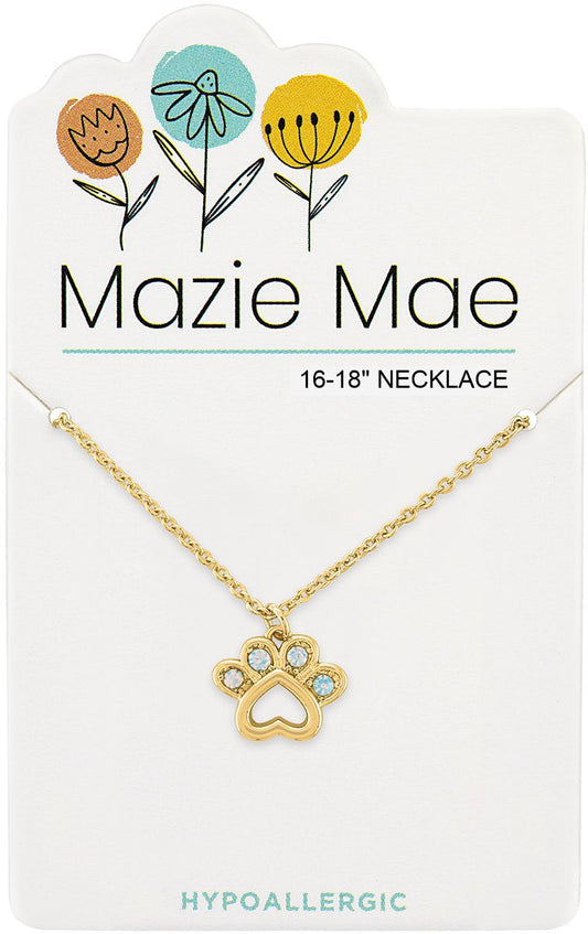 MAZIE MAE GOLD PAW PRINT NECKLACE