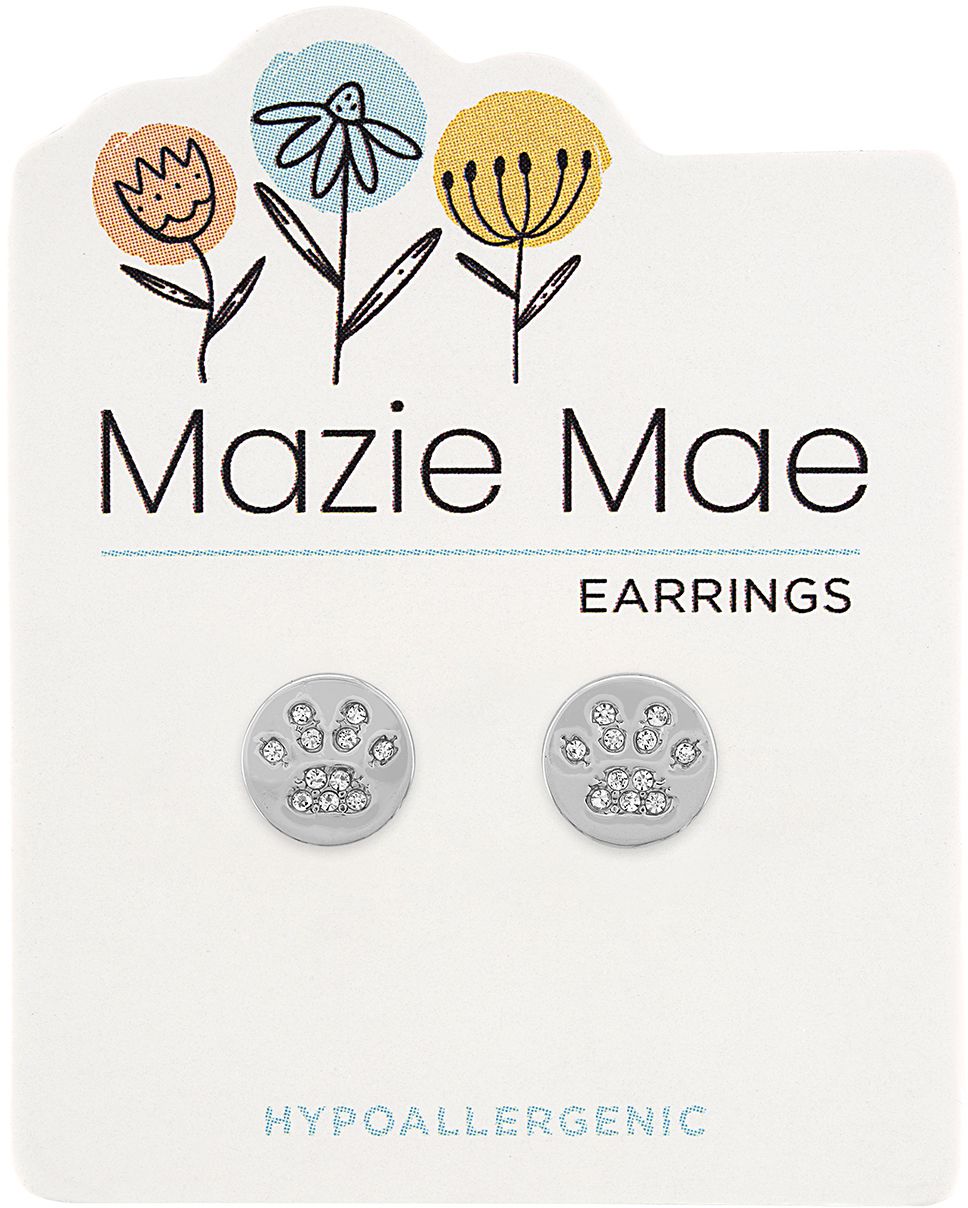 MAZIE MAE SILVER PAW PRINT EARRINGS