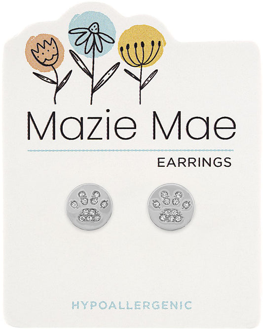 MAZIE MAE SILVER PAW PRINT EARRINGS