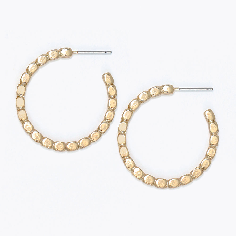 PERIWINKLE GOLD CUBE HOOP EARRINGS