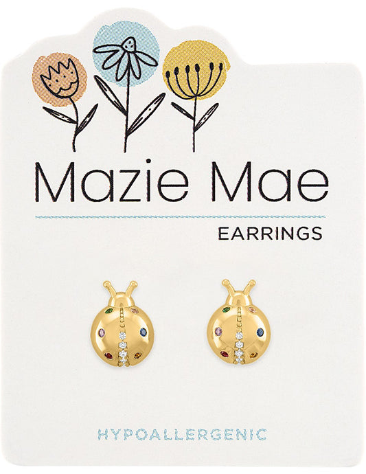 MAZIE MAE GOLD LADYBUG EARRINGS