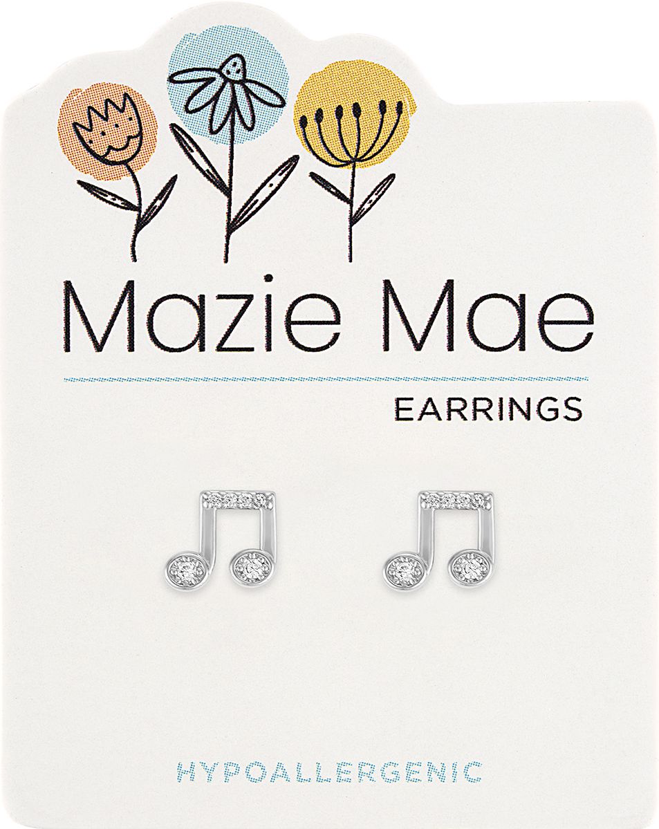Mazie Mae Silver Music Note Stud Earrings