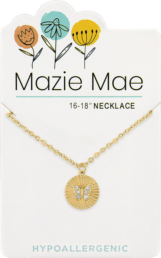 Mazie Mae Gold Butterfly Disc Necklace
