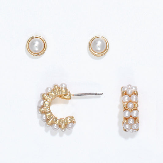 PERIWINKLE GOLD SET PEARLS EARRINGS