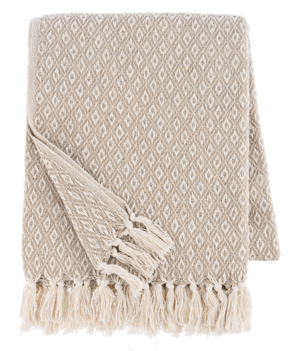 Natural Mini Diamond Woven Throw