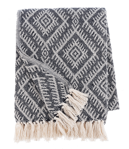 Black & Natural Ikat Woven Throw