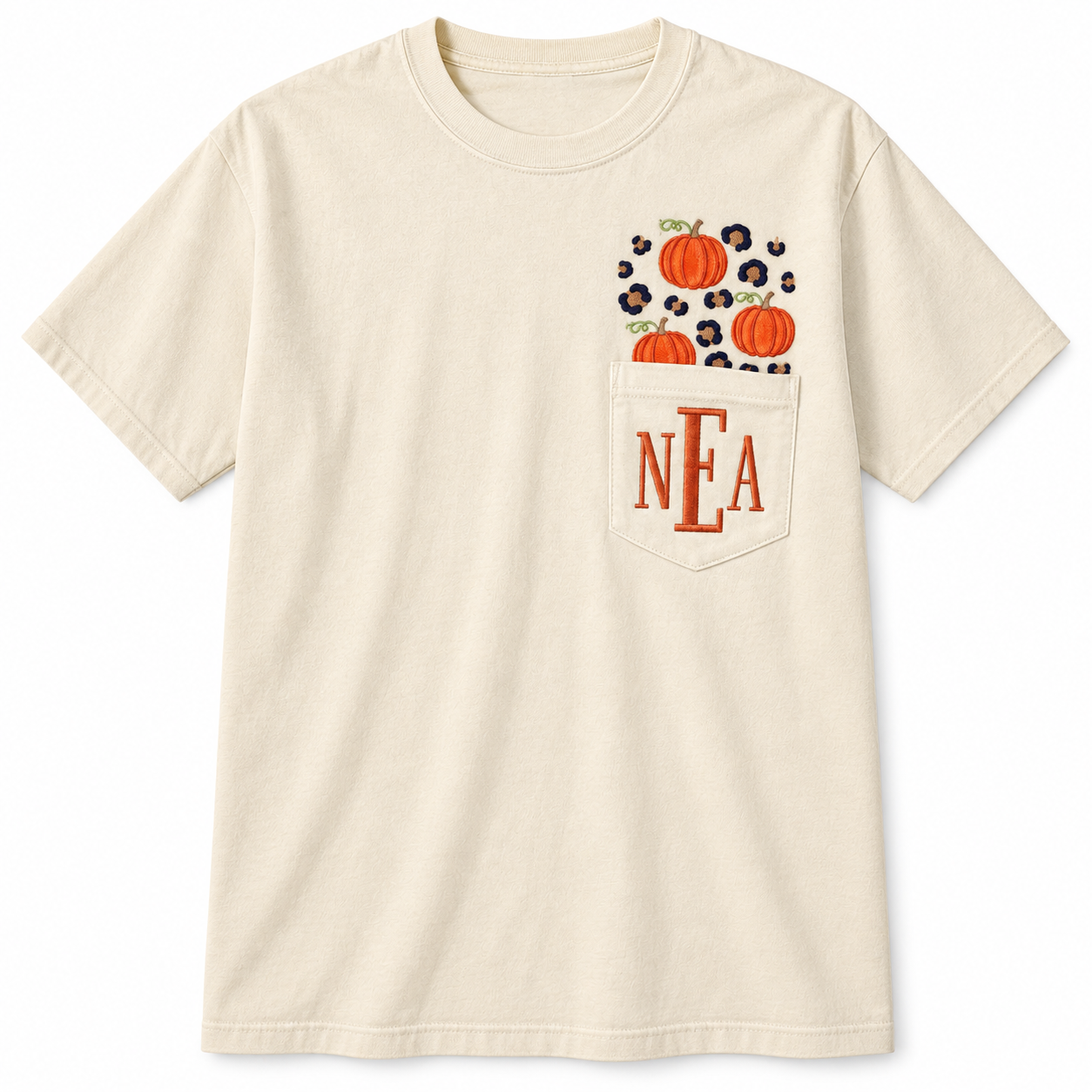 Pumpkin Leopard Monogram Pocket Tee