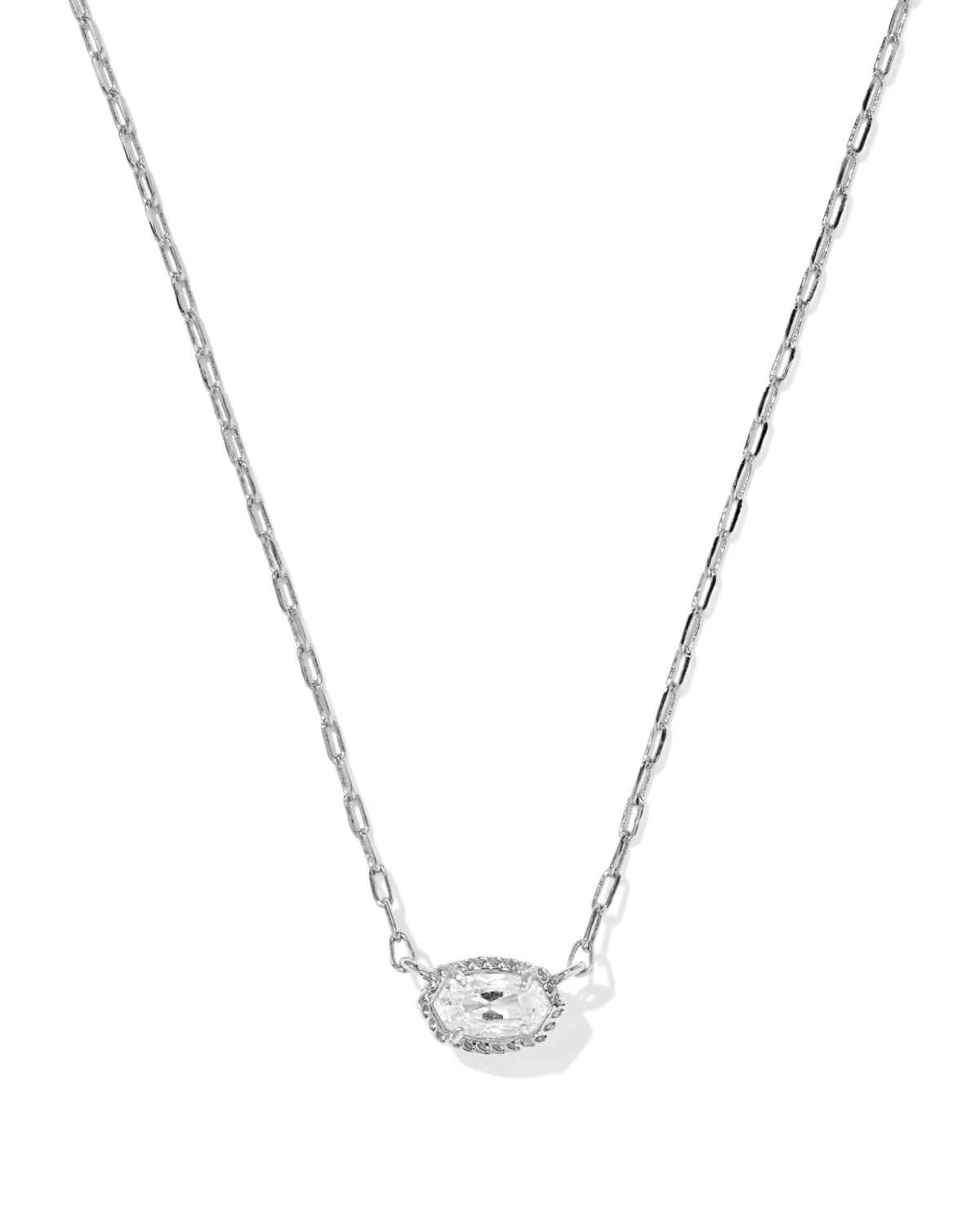 Kendra Scott Mini Elisa Luxe Pendant Silver White Necklace