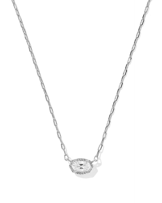 Kendra Scott Mini Elisa Luxe Pendant Silver White Necklace