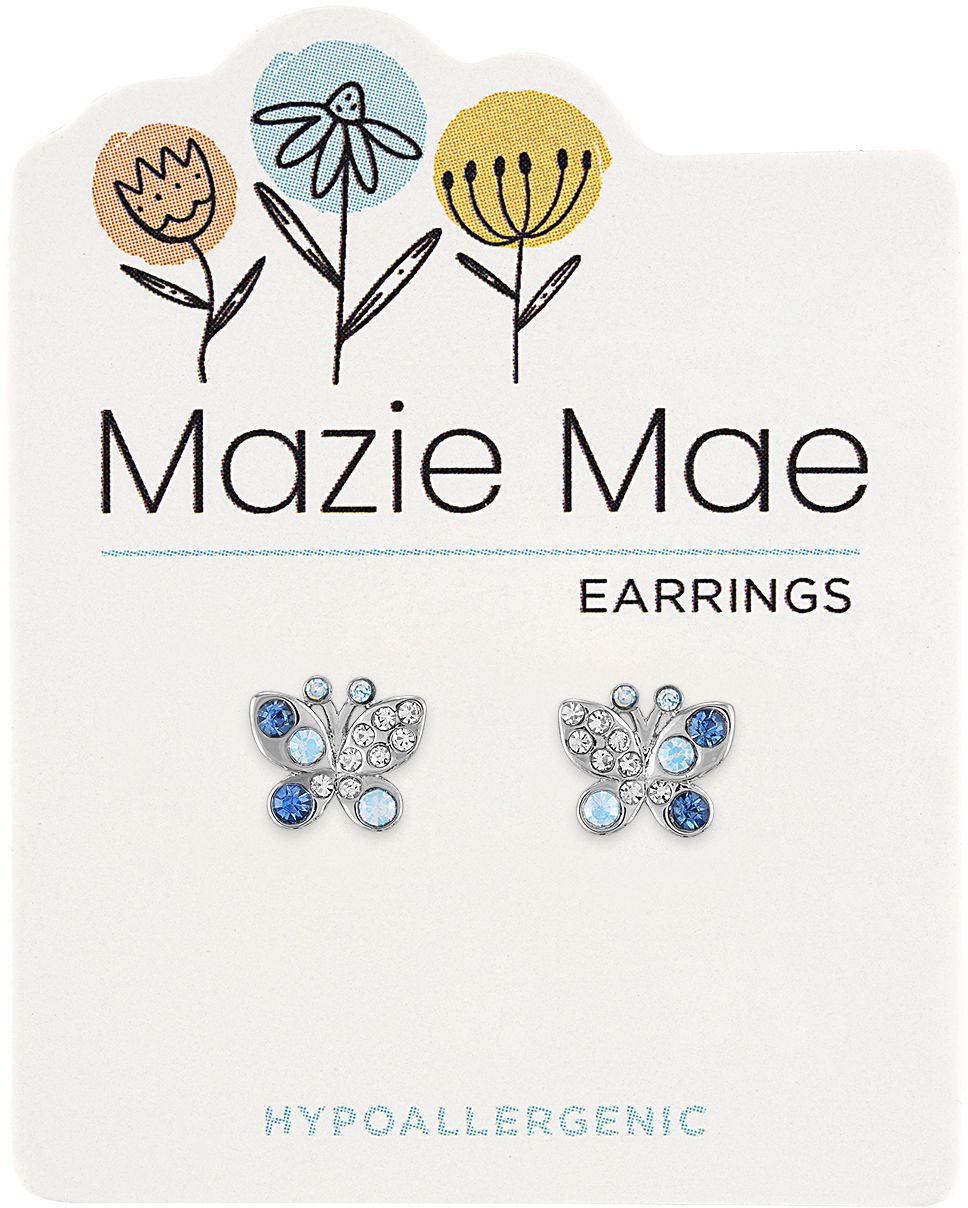 MAZIE MAE SILVER BLUE BUTTERFLY EARRINGS