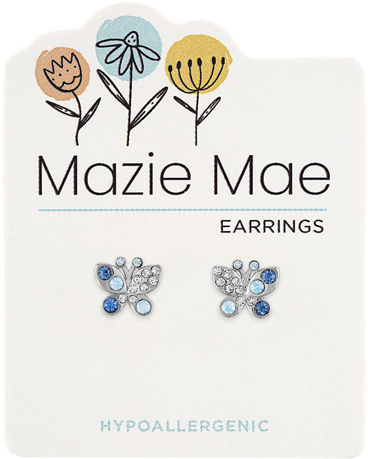 MAZIE MAE SILVER BLUE BUTTERFLY EARRINGS