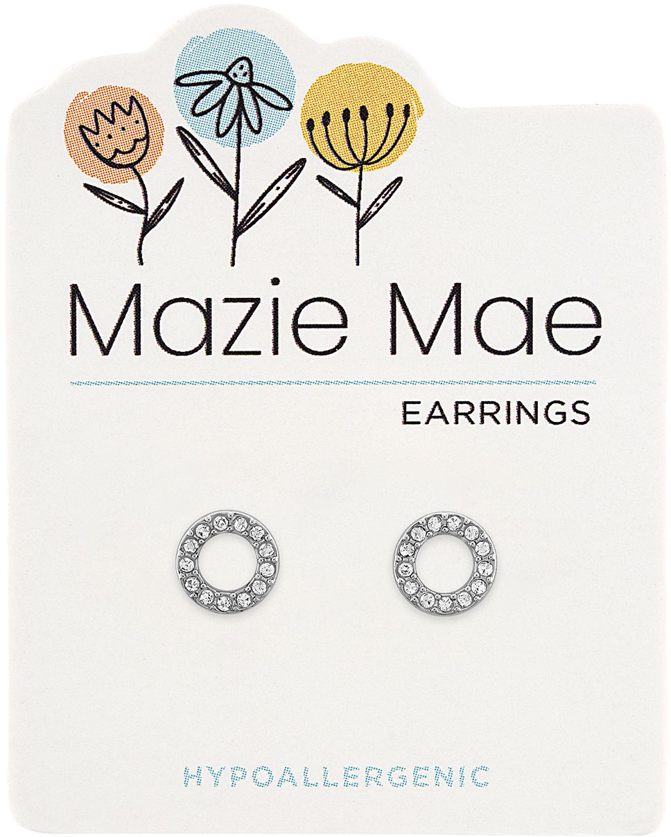 MAZIE MAE SILVER DIAMOND CIRCLE EARRINGS