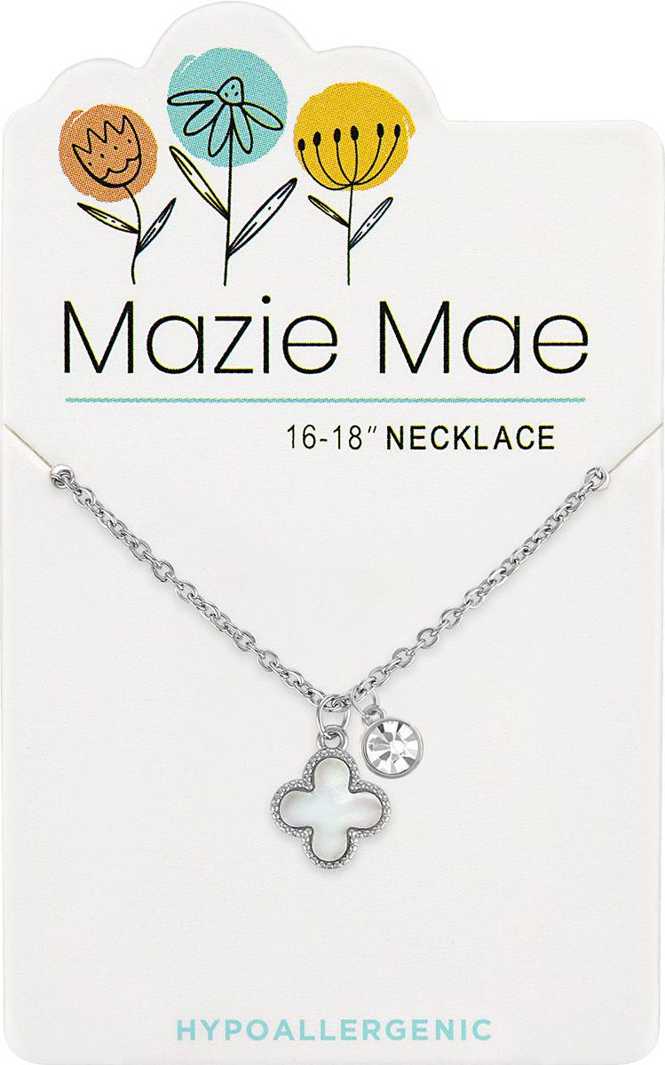Mazie Mae Silver Seashell Quatrafoil w/ Duo CZ Necklace