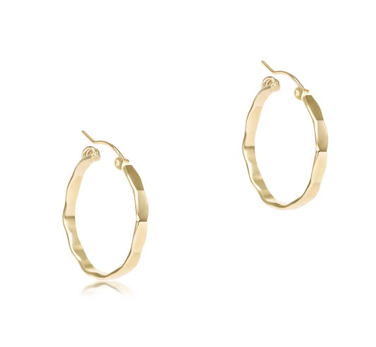 ENEWTON GOLD SCALLOPED 1.25” HOOP SMOOTH EARRINGS