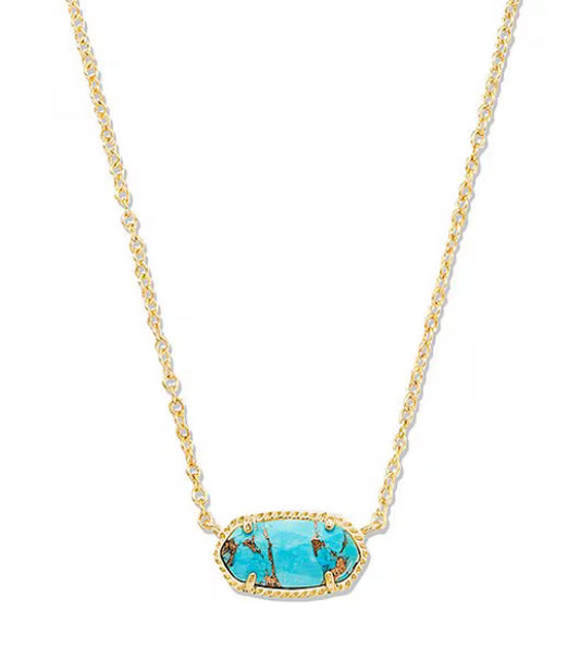 Kendra Scott Necklace Gold Bronze Veined Turquoise